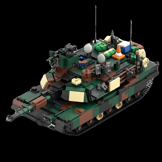 MOC军事积木 M1A2坦克模型 适用小颗粒拼装积木玩具儿童男孩 M1坦克 杏黄1048颗粒 零件+电子