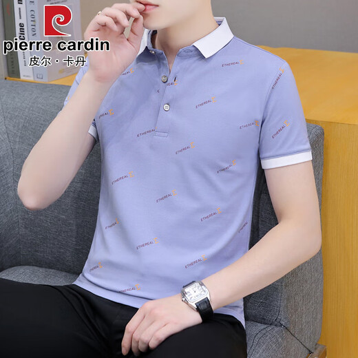 Pierre cardin summer lapel short-sleeved T-shirt men's casual youth collar top half sleeve versatile thin handsome polo shirt black QY679 M 100-120Jin [Jin equals 0.5 kg]