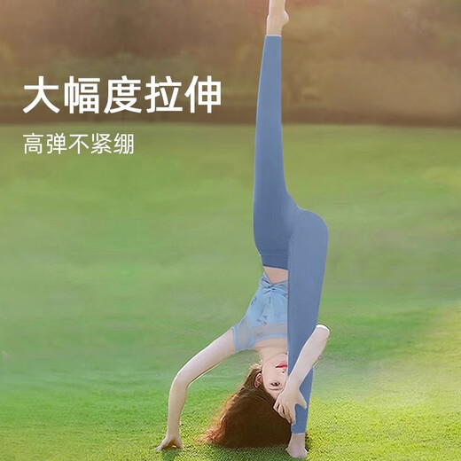 Double show Chinese style printed yoga clothes for women 2025 new style Pilates beautiful breathable mesh short-sleeved fitness training clothes set moon white blue top L 110-125