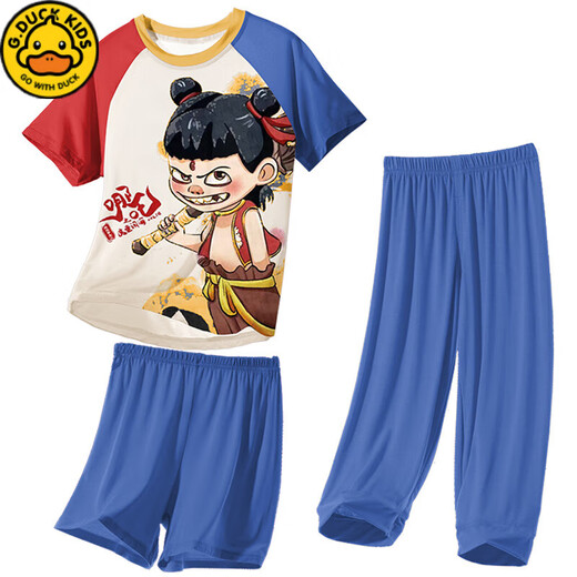 G.Duckkids Kinderpyjamas Little Boy Modal Dünner Sommer Junge mittelgroße Kinder Drei-teilige Heimkleidung Nezha Spring- und Sommer 1m-ST-12353 170 20 Größen (155-160) cm