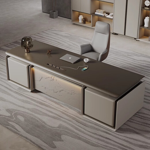 Hanjitangyu simple president desk high-end office chair combination chairman boss desk office executive desk computer workbench 2.4 meters executive desk without side cabinets