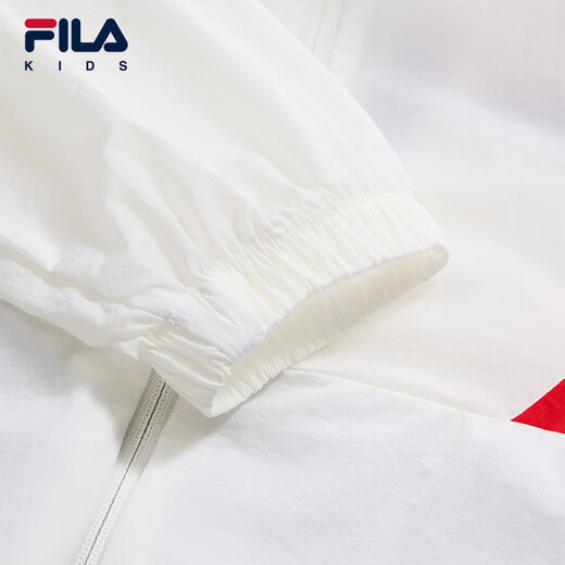 FILA children's sun protection clothing 2025 autumn new loose hooded woven top for boys and girls, cloud mushroom white-WT 140
