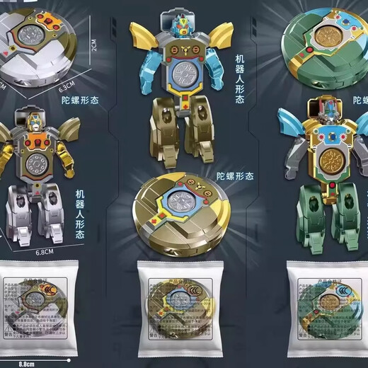 Deformable Robot Fingertip Gyro Mecha Deformed Robot Mechanical Gyro Mechanical Gyro Decompression Rotating Children's Toys Robot Finger Gyro [Random Color]