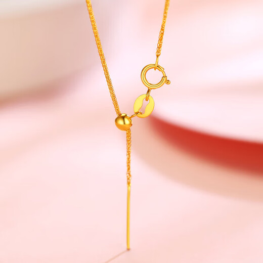 Zokai yellow 18K gold necklace plain gold chain Chopard chain versatile simple zipper chain birthday gift X00604