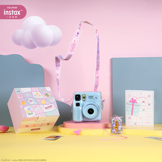 Fuji (FUJIFILM) instant mini SE student model one-shot point-and-shoot camera male and female student model mini 7+/7s/7c upgraded version package includes photo paper blue beautiful freeze-frame package package four standard + 20 pieces of photo paper + silicone case + basic version gift pack