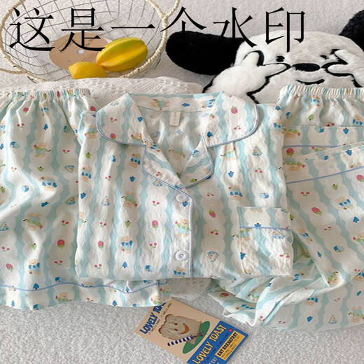 Conjunto de tres piezas de pijamas de oso de cerezo para mujeres en el verano Cloud de algodón de algodón de algodón suelto de algodón de algodón suelto de algodón de verano