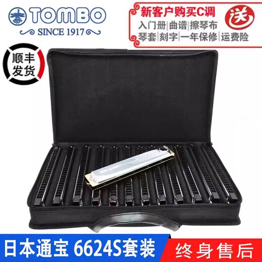 Tongbao Tongbao Store Performance Recording Enregistrement à 24 trous Polyphonic Harmonica 6624S Set Copper Plate 7-Tuning Set Cdefgab contenant le piano de la carte Yengboge