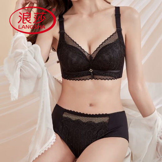 浪莎（LangSha）白色文胸套装时尚新款上薄下厚小胸聚拢轻薄显瘦无钢圈无磁内衣女 911红色套装 薄款0.5CM 四扣 75B 34