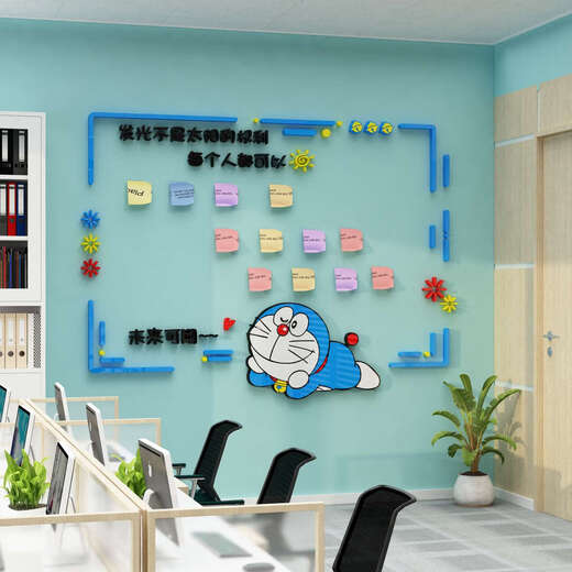 Wen Yijia corporate culture photo wall sticker office decoration honor display employee style message wall announcement board 3d 15270 Dog cat message wall yellow big red sky blue small