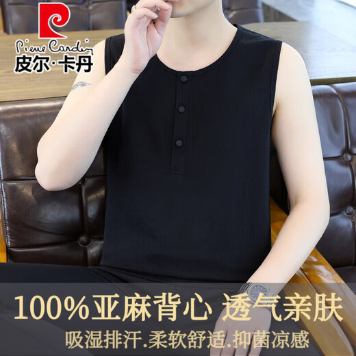 Pier Cardan Lenen Leven Men's Summer Thin Cround Sheak Solid Color Hoolable Cool Cotton Lense Funtevelce Funct