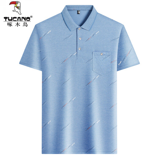 Holzspecker-Männereis-Seiden Baumwolle kurzärmelig T-Shirt Daddy Anzug Sommer Dünne Lappel Polo halbärmeligte Hemd mittlerer Basis mit mittlerem Alter ICE-Seiden-9855 Grau Real Tasche M 48/165