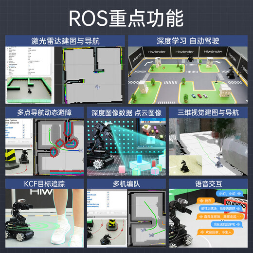 Huaner Raspberry Pi 5 Robotic Arm Car LanderPi Deep 3D Vision AI Large Model SLAM Mapping Navigation Grabbing and Handling Python Programming ROS2 Robot Tracked Chassis Deluxe Edition Raspberry Pi 5/4G