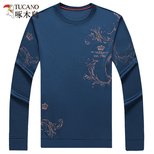 
Woodpecker men's autumn and winter long-sleeved T-shirt thickened round neck comfortable new middle-aged base shirt soft mercerized cotton casual sweatshirt B6627 Shangqing L 170/110/50120-135Jin[Jin equals 0.5 kg]