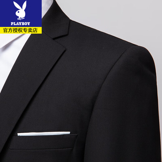 Playboy Suit Men's Korean Style Business Work Professional Suit Formal Casual Casual's Veste Men Slim Single Top Two Button Black (costume + pantalon) L 175