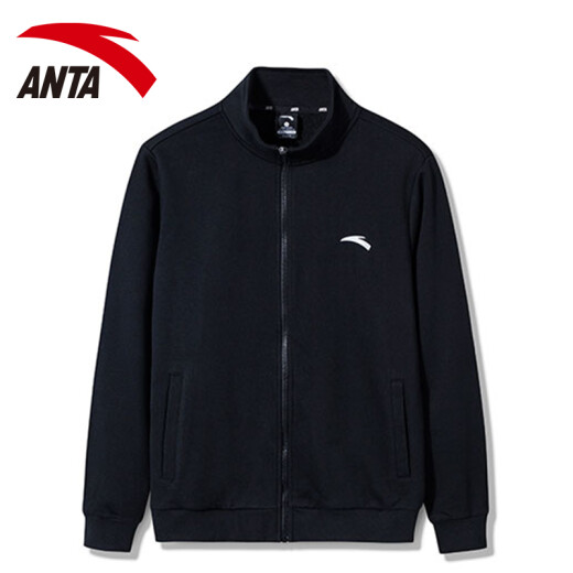 ANTA Jacket Men's Knitted Top 2024 Summer Windproof Jacket Casual Running Cycling Wear Training Cardigan Sportswear Men [Recommended by the Store Manager] Black Stand Collar M/170