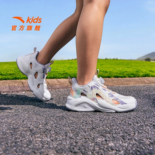 ANTA Children's Sandals Girls' Shoes 2025 Autumn New Arrival Overbearing Frame Shoes Sports Shoes Baotou Beach Sandals Girls White/Yangxu Purple-6 33