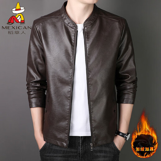 Vogelscheuche's neue Lederjacke für Männer im Frühling, Herbst und Winter Mode Wäsche Solid Color Slim Business Casual PU Leder Jacke plus Samtjacke 8802 Schwarz [Frühlings- und Herbststil] XL (Empfohlen 120-140jin [Jin gleich 0,5 kg]))
