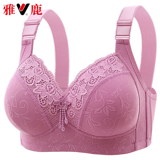 雅鹿高档大码美背聚拢上托无钢圈薄模杯四排搭扣文胸侧收副乳大胸显小 豆沙 2XL 44/100