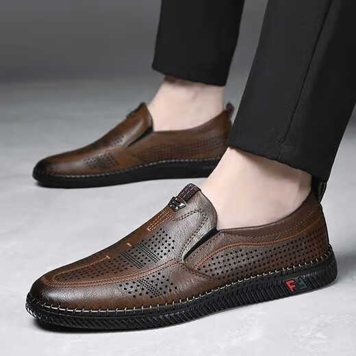 Chaussures pour hommes yierkang Chaussures décontractées en cuir authentique cuir de vache, chaussures pour hommes sandales chaussures plage creux chaussures décontractées pour hommes chaussures de père
