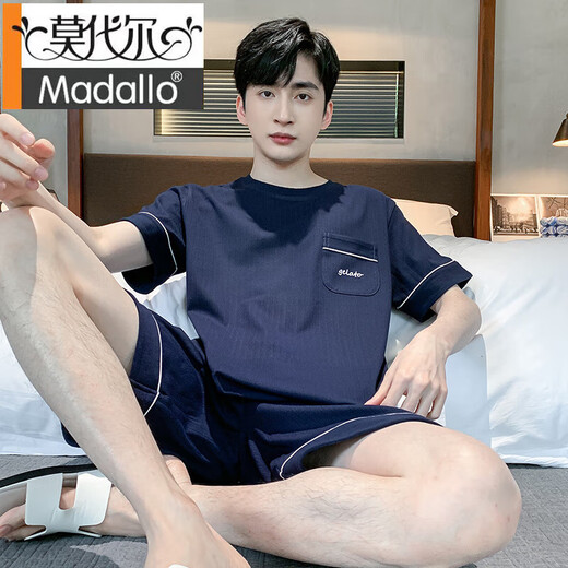 莫代尔睡衣男夏季纯棉薄款短袖短裤可外穿休闲男士加大码凉感家居服套装 9922# L [建议100-120斤]