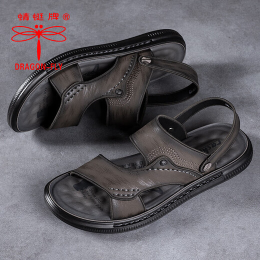 
Dragonfly brand sandals men's summer new men's sandals outdoor dual-purpose non-slip Vietnamese casual beach shoes men's trend 9715 gray 41