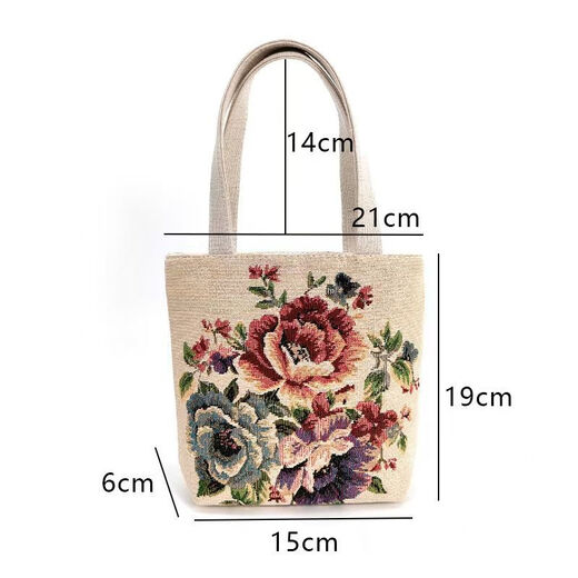 Yunluo mobile phone coin double-sided canvas handbag small bag fashion gold jacquard canvas bag embroidered outing handbag mini butterfly