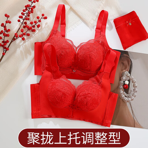 姿茹婷红色内衣套装女士本命年2025蛇年新款小胸聚拢上托无钢圈文胸内裤 s691 单件 75A 75a