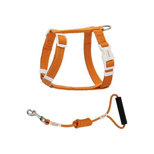 ZOOLAND cat traction rope to prevent break-away, walk large and small kittens, good-looking, lengthened, adjustable I-shaped chest and back, red tea orange L-recommended 5-16 Jin Jin equals 0.5 kg