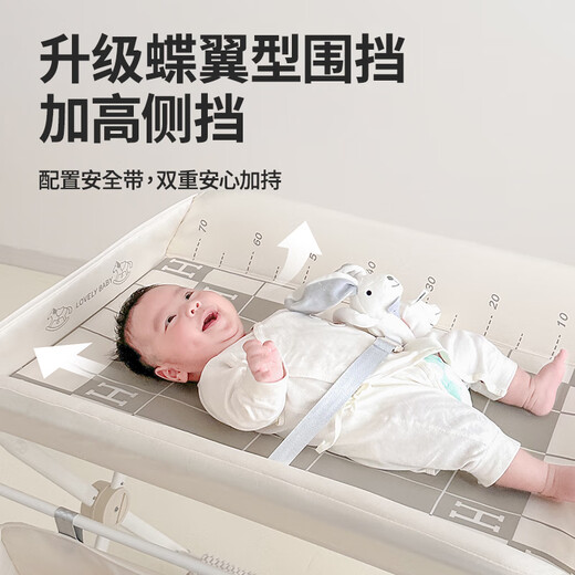 巧乐熊尿布台婴儿护理台按摩抚触多功能折叠储物宝宝换尿布台 麦丁米-普通款【小水盆+网袋+三 其他_整装_支架结构