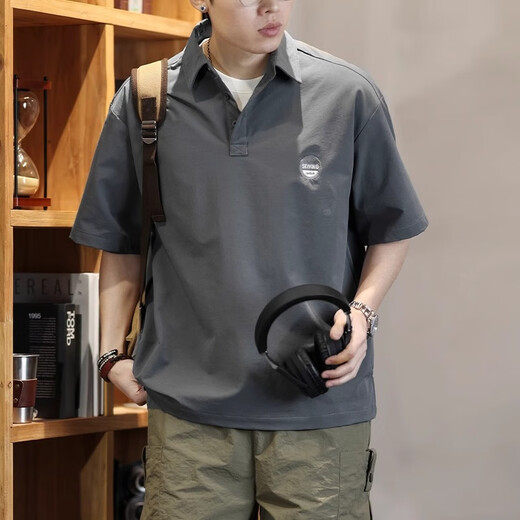 JEEP SPIRIT正品吉普高端polo衫男夏季新款t恤男宽松百搭户外休闲速干短袖男 Z841咖色T恤 XL 码  适合145-160斤
