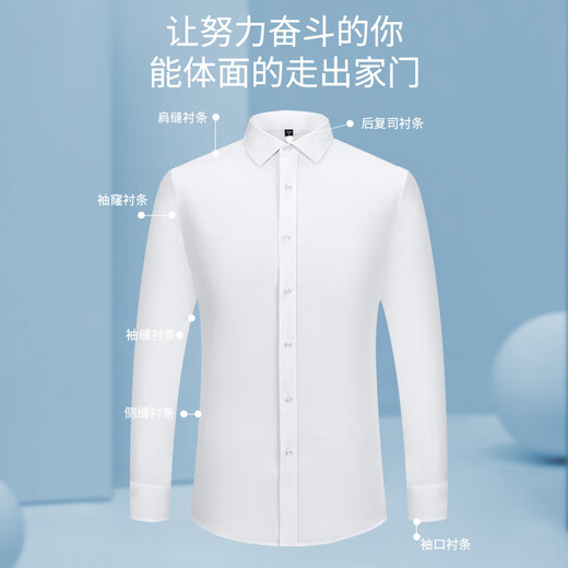 CEO雅戈尔雅戈尓白色男士衬衫长袖秋季新款商务工装职业装伴郎免烫抗 6630 38