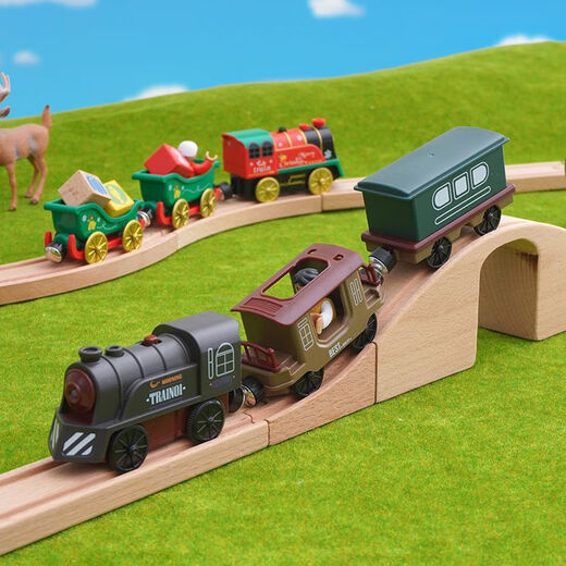 Leku Electric Lokomotive kann auf Menschen sitzen magnetisch kompatible hape Kinder Holzstrecken Bausteine ​​Spielzeug Jungen Geschenk Elektrischer Weihnachtszug