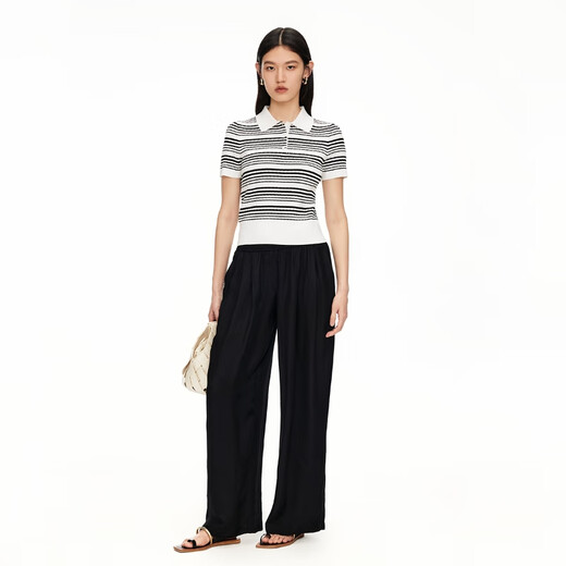 VEROMODA Chinese Valentine's Gift Sweater 2025 Summer New Style with Laiser Contrast Stripe Body Suit 325245054 Antique White S