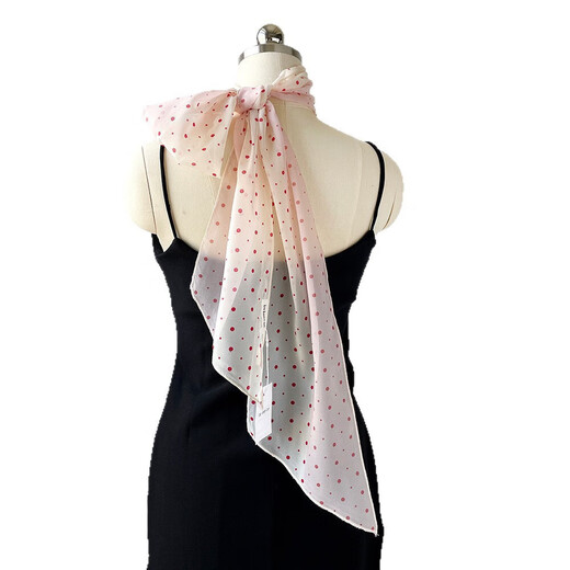 Polka Dot kleiner Seidenschal für Frauen im Sommer Retro dünner Stil-Organ Garn Small Long Schal abgeschrägtes kleines Streamer-Nackenschal Großhandel OGS011-BRUSH rot 182*19cm