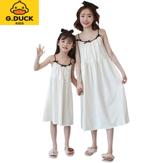 G.DUCKKIDS女童吊带睡裙夏季薄款莫代尔女孩公主风儿童睡衣母女亲子装仙气潮 LDE-11304(棉纱布套装) L码【高160-165CM重120斤】 165