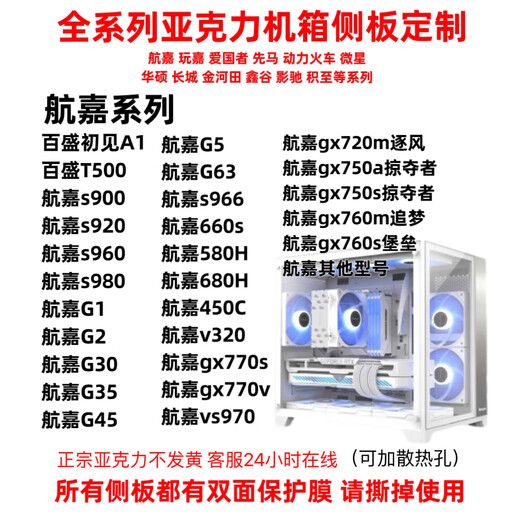 Panneaux latéraux de châssis en acrylique Huntkey personnalisés Huntkey 900/920/S960/S980/750a/760s plexiglas version panoramique Huntkey s960