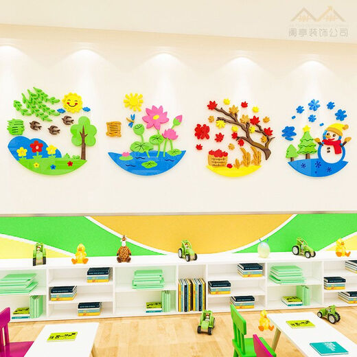 幼儿园春夏秋冬环创主题墙布置材料3d立体墙贴画楼梯文化墙面装饰 3519 A款春 0cm*0cm