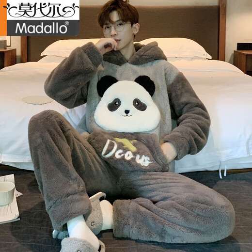 Modal Herren Pyjamas Herrenkoralle Velvet Winter Student Cartoon Lose Winter Flanell verdickte Plüsch-Kleidungsstückset *Zs *9902 [doppelseitiger Plüsch-Set] XL Standard (130-150jin [Jin gleich 0,5 kg]))