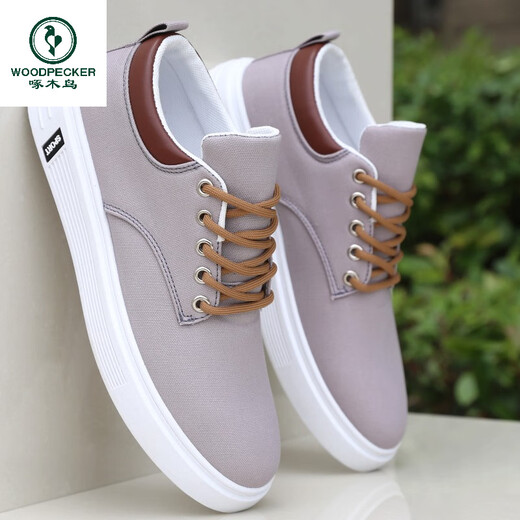 Woodpecker Old Beijing cloth shoes men's shoes summer versatile board shoes men's sports casual shoes soft sole breathable canvas shoes men's single shoes Z-898 khaki (flat * sole) 38