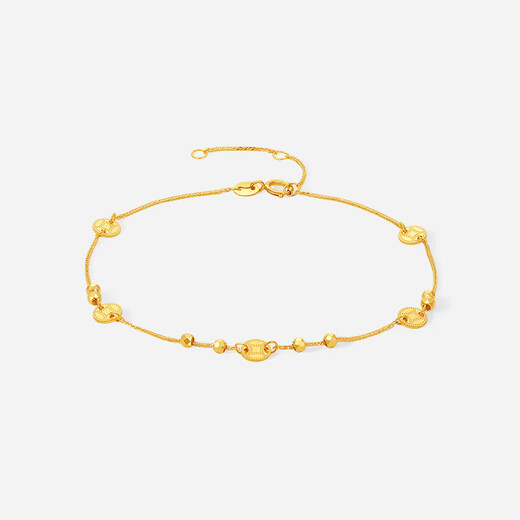 Saturday blessing yellow 18K gold bracelet for women, copper coin and gold bead bracelet, elegant and luxurious, holiday gift for girlfriend, bracelet (16+3cm adjustable)