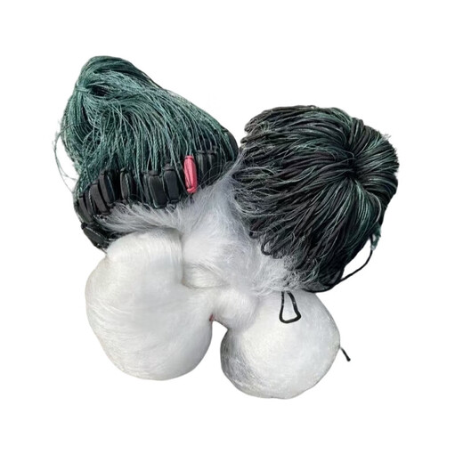 Imported silk fishing net sticky net three-layer sunken net rope wrapped with pendant white silk silk net weighted non-tangled net rope pendant fishing net hanging net 1.5 meters high 50 meters long 4 fingers 0.14 white silk wrapped pendant three-layer sunken net