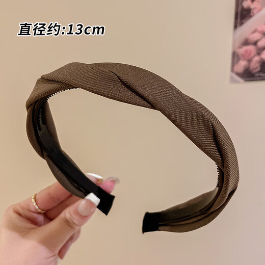 Shenglan headband women's high headband new simple face wash non-slip headband going out women's high-end headband braided headwear coffee color