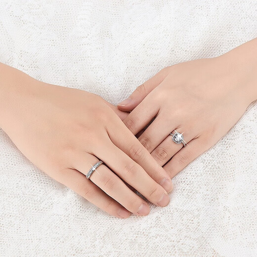 Nianfu wedding rings, simulated fake rings, wedding props, diamond ring openings, adjustable Chinese Valentine's Day gift, couple rings, 2 rings + 2 single ring boxes