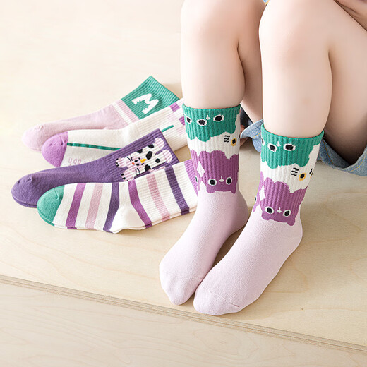 Six-fingered mouse autumn and long socks for boys and girls, autumn and winter thick cotton baby girl's high tube socks for children 1 year old