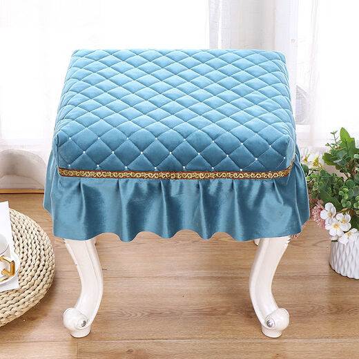 Customized thickened rectangular square stool cushion makeup stool cover dressing table stool cover piano stool cover stool cover chair cover Luoli velvet light coffee makeup stool cover 35*45cm square