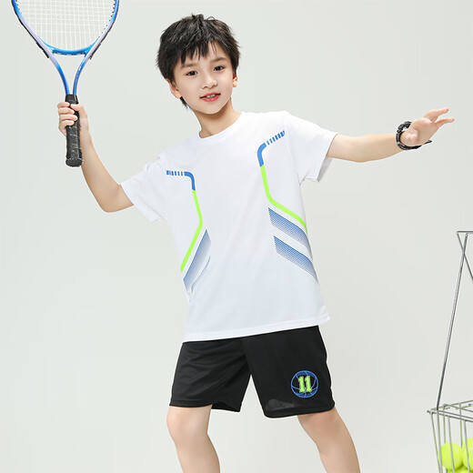 Traje de secado rápido para niños de verano para niños que absorben sudor de niños y grandes ropa deportiva de uniforme de fútbol de carrera para niños es de media talla 120