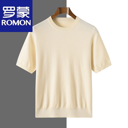 Romon imitation Mulberry Silk Silk de colas de cola redonda de colas de manga corta Camisa de base tejida de verano.
