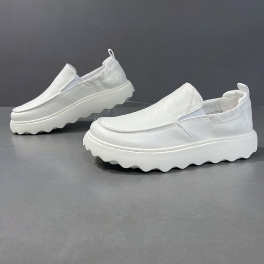 
GY Jinlilai 2025 summer thick-soled lazy man kicks loafers leather hollow travel shoes men's shoes breathable sports rest 9898 yellow leather surface 40