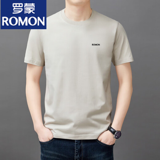 罗蒙（ROMON）男士短袖t恤夏季新款潮流棉简约圆领上衣休闲凉感体恤衫男T YS9929蓝色【带标】 均码 105【90-110斤】