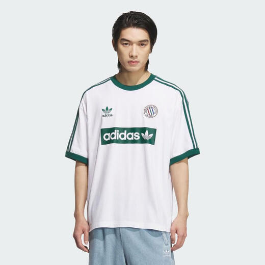 Adidas's Retro Men's Retro tendencia casual simple versátil Verano transpirable Fashion Fashion impreso Camiseta de manga corta KC2602 L